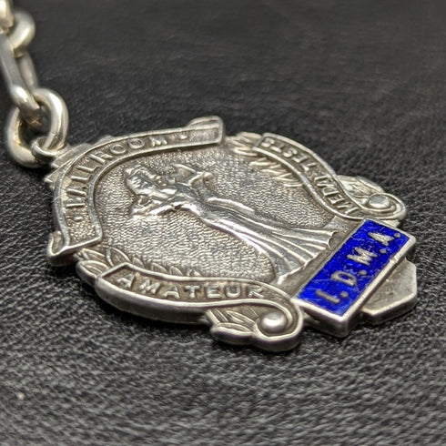 Around 1920 British Antique Pure Silver (925 Silver) Albert Chain 37g Medal Fob